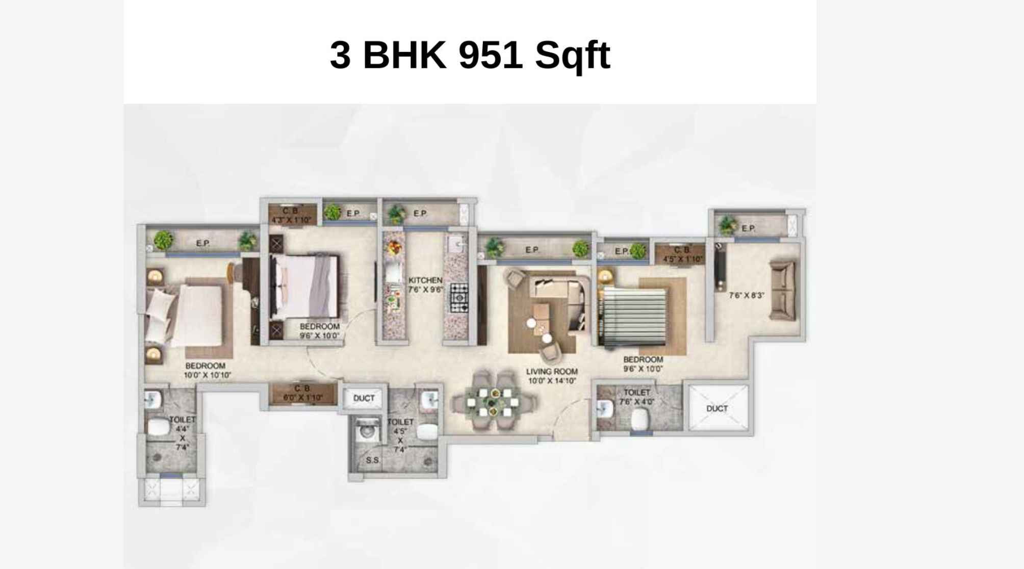 Mahavir-Square-Floor-Plan-Wing-A-3-BHK-951-Sqft