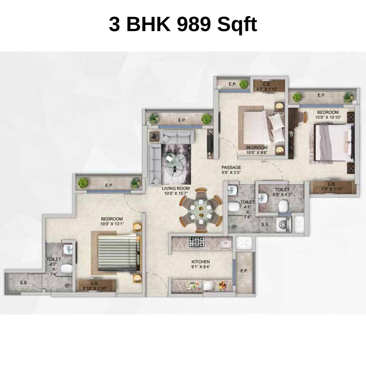 Mahavir-Square-Floor-Plan-Wing-A-3-BHK-989-Sqft